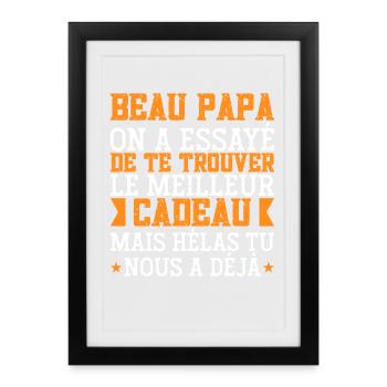 Beau Papa Beau Père Fête des Pères Humour Vintage - Affiche encadrée (27 × 37 cm) - noir - Devant