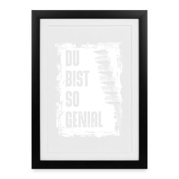 Rostock | Du bist so genial | Rostocker Fussball - Gerahmtes Poster (27 × 37 cm) - Schwarz - Vorne