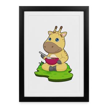 Cuisson dans un bol de cuisson pour girafes - Affiche encadrée (27 × 37 cm) - noir - Devant