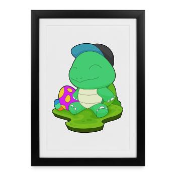 Schildkröte Ostern Ostereier - Gerahmtes Poster (27 × 37 cm) - Schwarz - Vorne