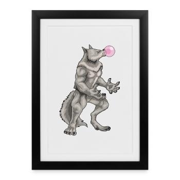 Werwolf Halloween Kaugummi - Gerahmtes Poster (27 × 37 cm) - Schwarz - Vorne