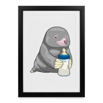 Mole Lait de biberon - Affiche encadrée (27 × 37 cm) - noir - Devant