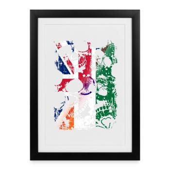 Royaume-Uni Inde Drapeau et crânes - Affiche encadrée (27 × 37 cm) - noir - Devant
