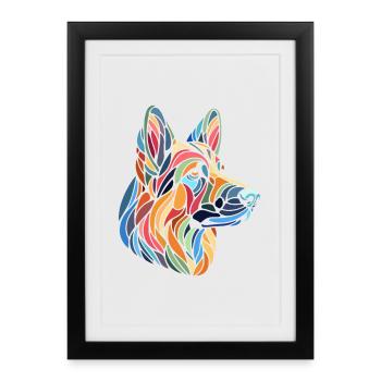 German Shepherd Dog Head Geometry Polygon Art - Framed poster (27 × 37 cm) - black - Front