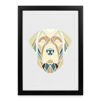 Labrador head, retriever, geometric art, polygon - Framed poster (27 × 37 cm) - black - Front