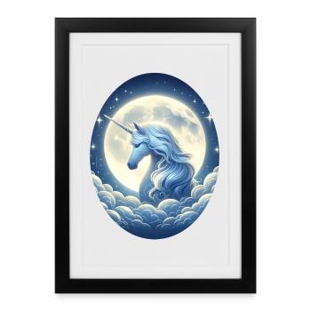 Fantaisie Licorne Chevaux Fans Licorne Amoureux - Affiche encadrée (27 × 37 cm) - noir - Devant