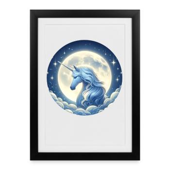 Fantaisie Licorne Chevaux Fans Licorne Amoureux - Affiche encadrée (27 × 37 cm) - noir - Devant