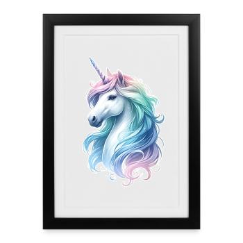 Fantaisie Licorne Chevaux Fans Licorne Amoureux - Affiche encadrée (27 × 37 cm) - noir - Devant