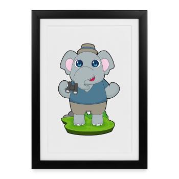 Elephant Binoculars - Framed poster (27 × 37 cm) - black - Front