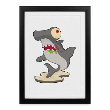 Hammerhead Shark Halloween Zombie - Framed poster (27 × 37 cm) - black - Front