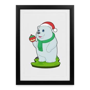 Polar Bear Christmas Christmas Ball - Framed poster (27 × 37 cm) - black - Front