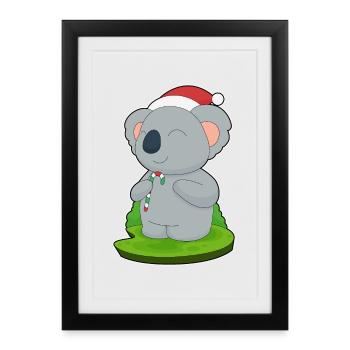 Koala Noël Candy Canne - Affiche encadrée (27 × 37 cm) - noir - Devant