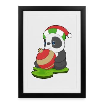 Panda Christmas Christmas Ball - Framed poster (27 × 37 cm) - black - Front