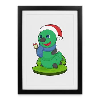 Caterpillar Christmas Package - Framed poster (27 × 37 cm) - black - Front