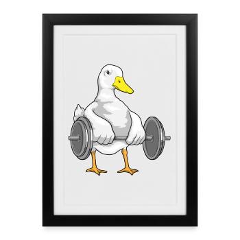 Culturiste Canard Bodybuilder Barbell Bodybuilding - Affiche encadrée (27 × 37 cm) - noir - Devant