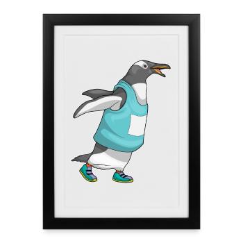 Penguin Jogger Jogging Sport - Framed poster (27 × 37 cm) - black - Front