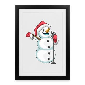 Snowman Chante de Noël - Affiche encadrée (27 × 37 cm) - noir - Devant