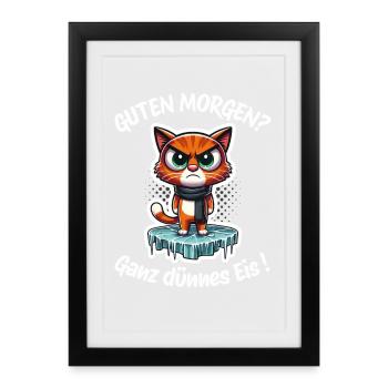 Very thin – morning cat - Framed poster (27 × 37 cm) - black - Front