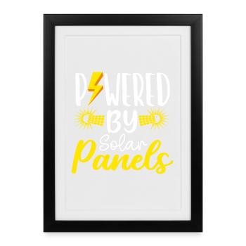 Solar Powered by Solar Panels erneuerbare Energien - Gerahmtes Poster (27 × 37 cm) - Schwarz - Vorne