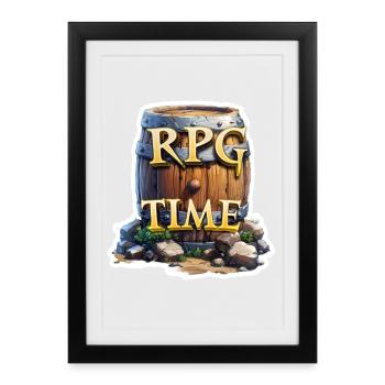 RPG Time RPG Barrel avec de la bière - Affiche encadrée (27 × 37 cm) - noir - Devant