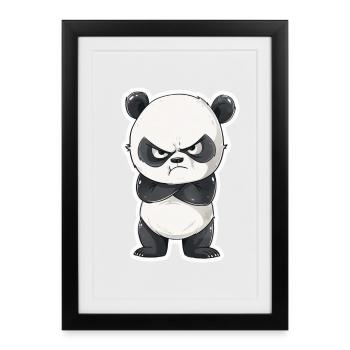 Zoo de panda à l’air maléfique panda mignon - Affiche encadrée (27 × 37 cm) - noir - Devant