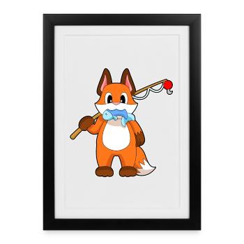 Fox Angler Pêche Aux Poissons - Affiche encadrée (27 × 37 cm) - noir - Devant