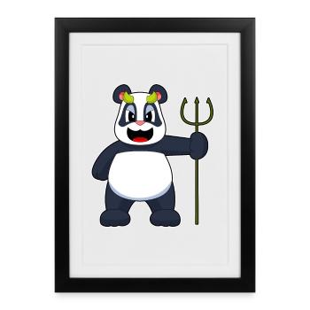 Panda Halloween Diable - Affiche encadrée (27 × 37 cm) - noir - Devant