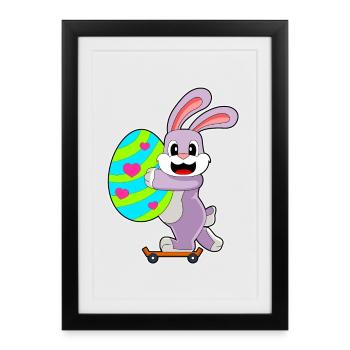 Hase Ostern Skateboard - Gerahmtes Poster (27 × 37 cm) - Schwarz - Vorne