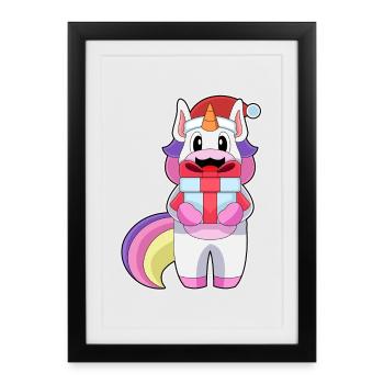 Unicorn Christmas Package - Framed poster (27 × 37 cm) - black - Front