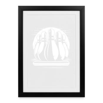 Bowling Pins Drawing - Framed poster (27 × 37 cm) - black - Front