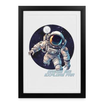 Explorez l'Univers Voyagez avec notre Astronaute! - Affiche encadrée (27 × 37 cm) - noir - Devant