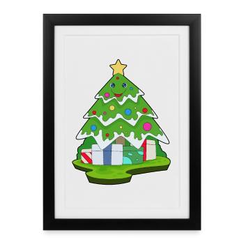 Sapin de Noël Forfaits Noël - Affiche encadrée (27 × 37 cm) - noir - Devant