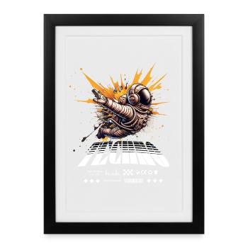 Astronaut in Sprayer Splash Techno - Framed poster (27 × 37 cm) - black - Front