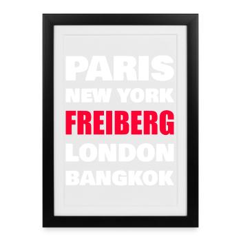 Chemise de la ville de Freiberg – Small Town World Metropolises - Affiche encadrée (27 × 37 cm) - noir - Devant