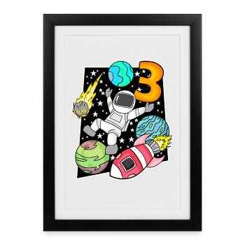 3 Birthday Boy Astronaut - Framed poster (27 × 37 cm) - black - Front