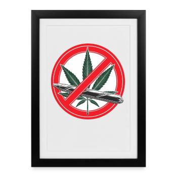 Panneau d’interdiction de la marijuana au cannabis - Affiche encadrée (27 × 37 cm) - noir - Devant