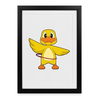 Gymnastique d’entraînement avec cerceau de fitness canard - Affiche encadrée (27 × 37 cm) - noir - Devant