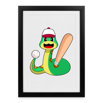 Snake Baseball Baseball Batte Sports - Affiche encadrée (27 × 37 cm) - noir - Devant