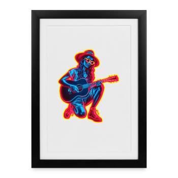 Retro Guitarist - Framed poster (27 × 37 cm) - black - Front