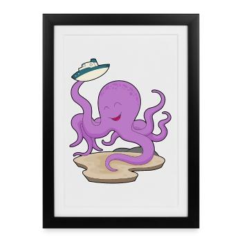 Bateau jouet Octopus - Affiche encadrée (27 × 37 cm) - noir - Devant