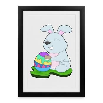 Hase Ostern Osterei - Gerahmtes Poster (27 × 37 cm) - Schwarz - Vorne