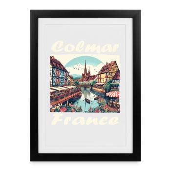 Colmar Vieille Ville Port Colonial - Affiche encadrée (27 × 37 cm) - noir - Devant