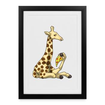 Pizza girafe - Affiche encadrée (27 × 37 cm) - noir - Devant