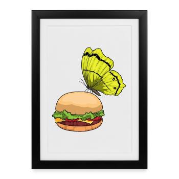 Cheeseburger papillon - Affiche encadrée (27 × 37 cm) - noir - Devant
