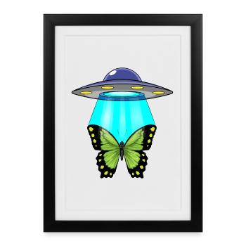 Papillon, Vaisseau Spatial, Espace - Affiche encadrée (27 × 37 cm) - noir - Devant
