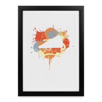 Dessin de mégaphone de pom-pom girl - Affiche encadrée (27 × 37 cm) - noir - Devant