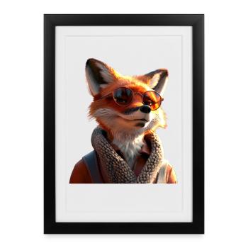 Fox I Love Foxes Red Fox Wild Cute Fox - Framed poster (27 × 37 cm) - black - Front