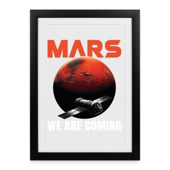 Mars Mission Planète rouge Vaisseau spatial spatial - Affiche encadrée (27 × 37 cm) - noir - Devant
