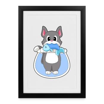 Poisson-chat - Affiche encadrée (27 × 37 cm) - noir - Devant