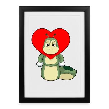 Cœur de chenille - Affiche encadrée (27 × 37 cm) - noir - Devant
